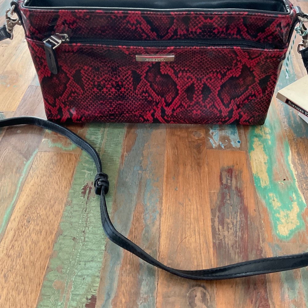Rossetti red and black snake skin pattern single strap  very good condition